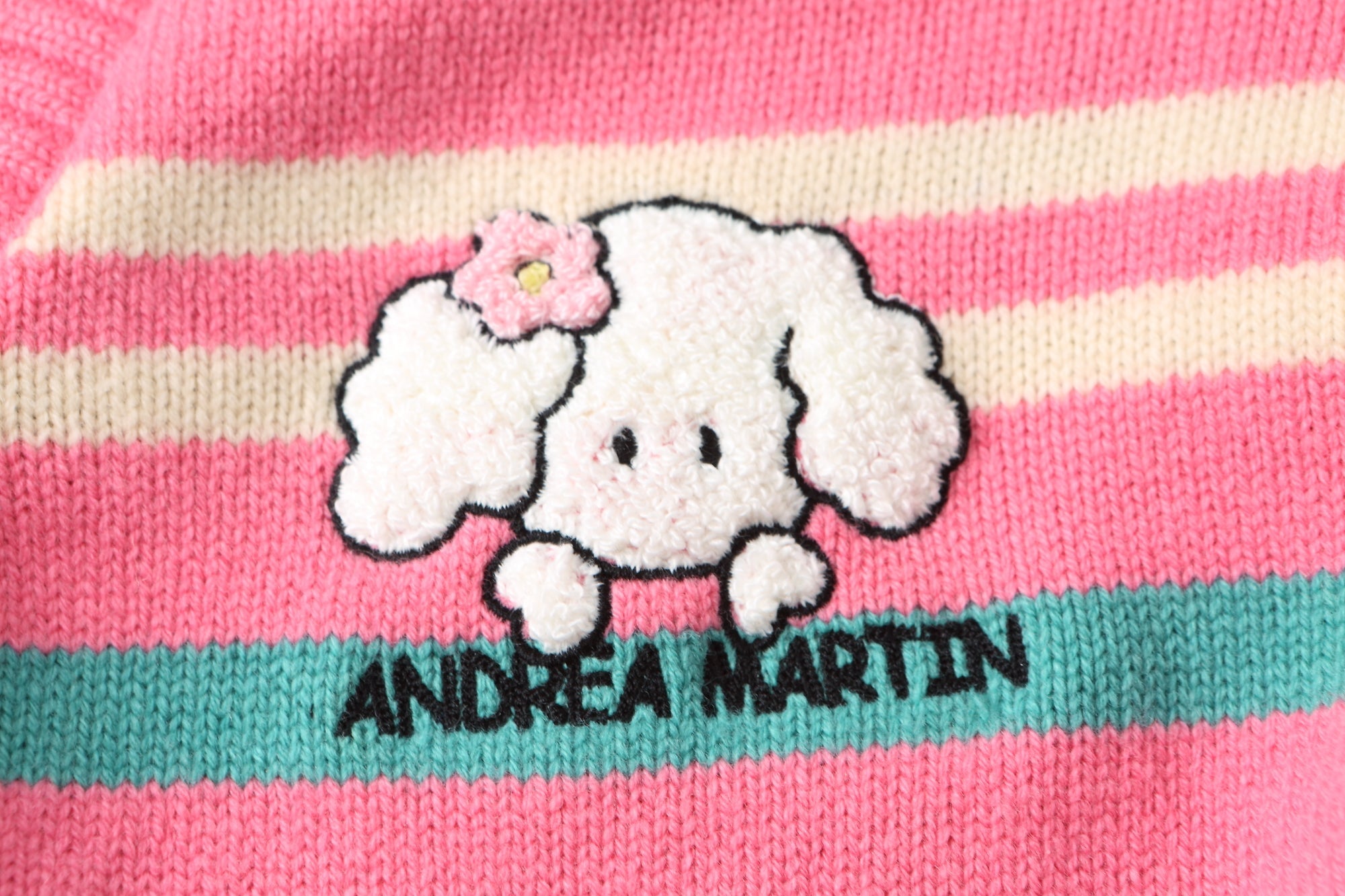ANDREA MARTIN Pink Knit Stripe Patchwork Blazer | MADA IN CHINA