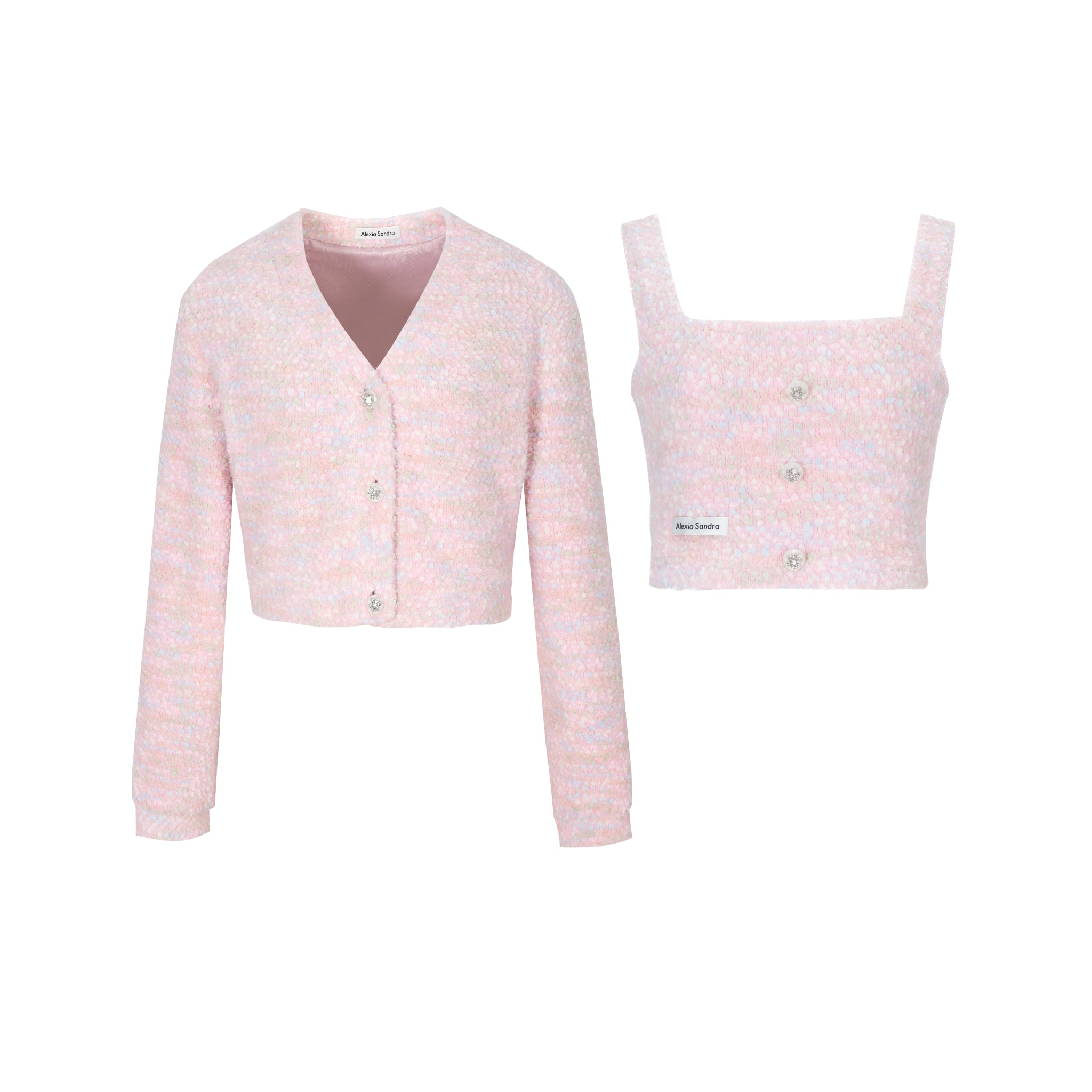 Alexia Sandra Pink Knitted Cardigan Set | MADA IN CHINA