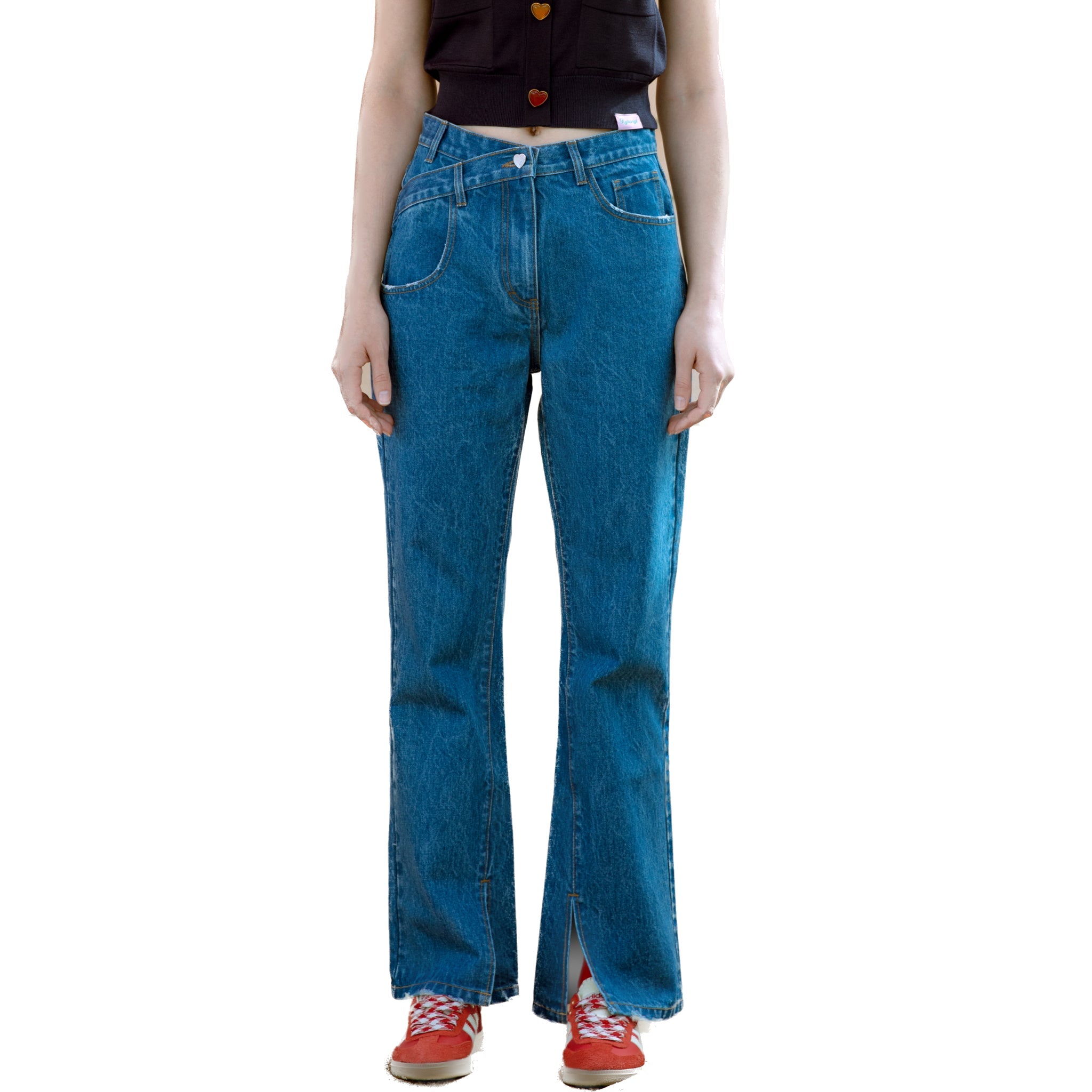 RYRANYI Pink Label Asymmetric Split Jeans | MADA IN CHINA