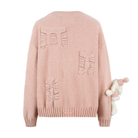 13DE MARZO Pink Letter Cardigan | MADA IN CHINA