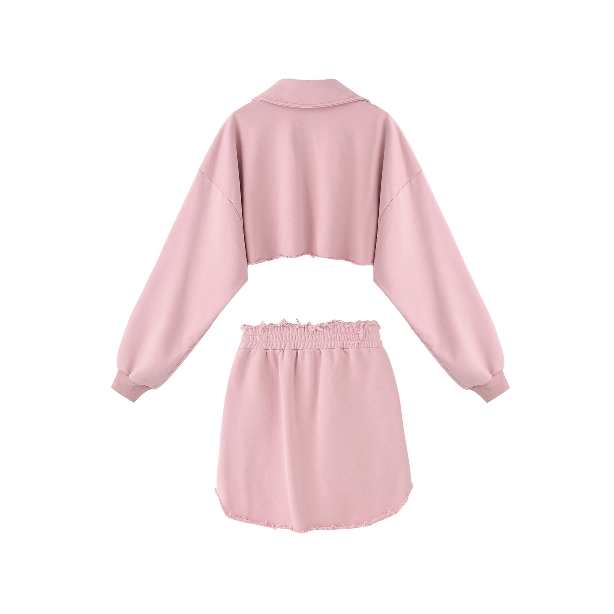 AIN'T SHY Pink Pearl Loose Hoodie with Skirt Set | MADA IN CHINA
