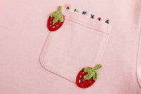 Alexia Sandra Pink Pocket Strawberry Long Sleeve Sweatshirt | MADA IN CHINA