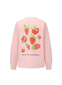 Alexia Sandra Pink Pocket Strawberry Long Sleeve Sweatshirt | MADA IN CHINA
