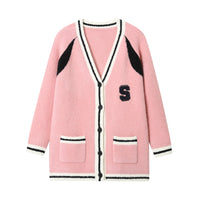 SOMESOWE Pink Preppy Woolen Cardigan Coat | MADA IN CHINA