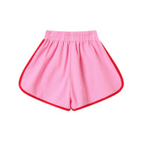 ANDREA MARTIN Pink Red Trim Track Shorts | MADA IN CHINA