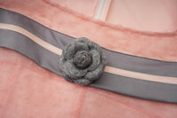 ARTE PURA Pink Seersucker Dress With Grey Floral Ribbonn | MADA IN CHINA