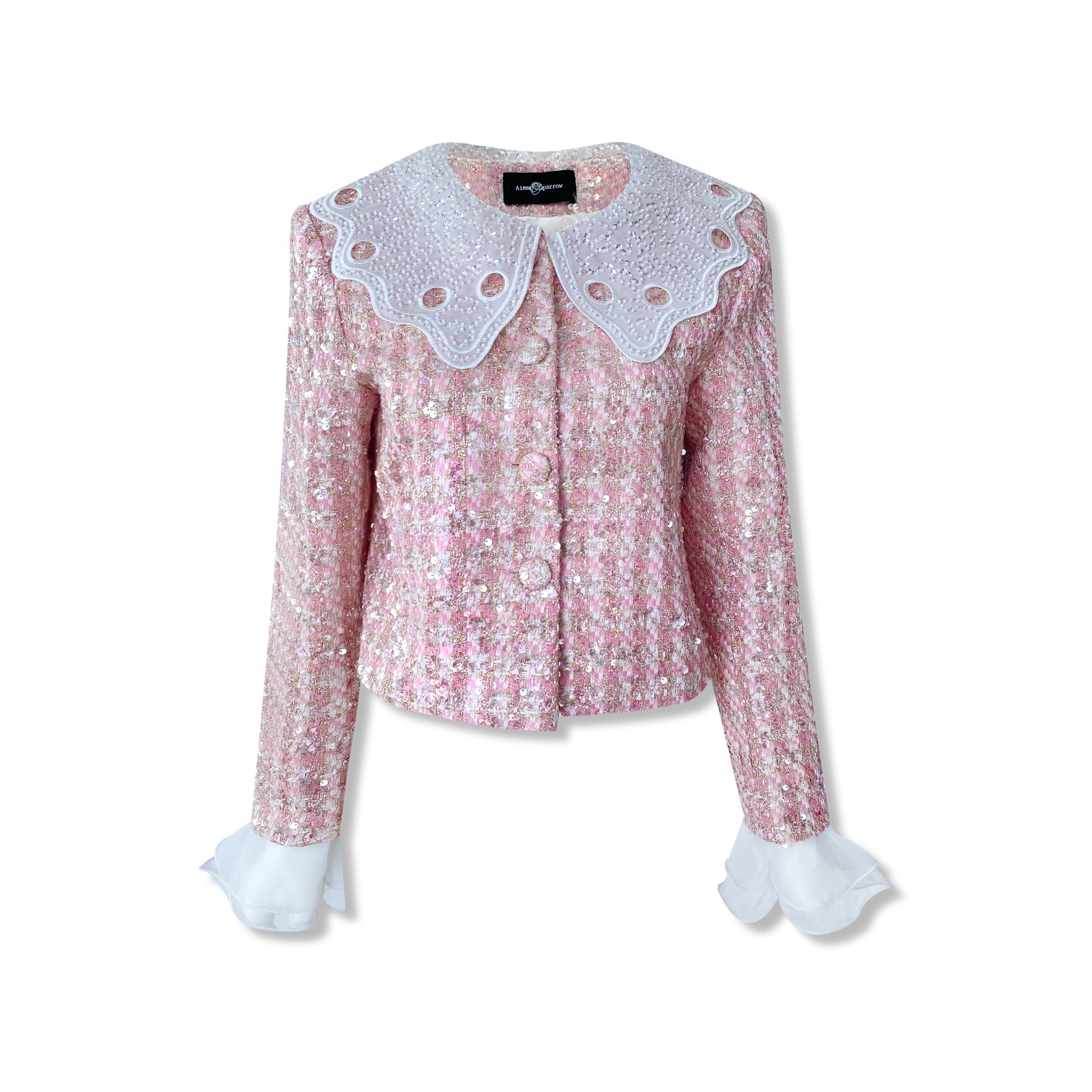 AIMME SPARROW Pink Sequin Bow Jacket | MADA IN CHINA