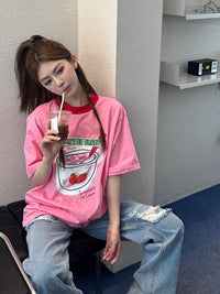ANDREA MARTIN Pink Strawberry Ice Cream Short Sleeve | MADA IN CHINA