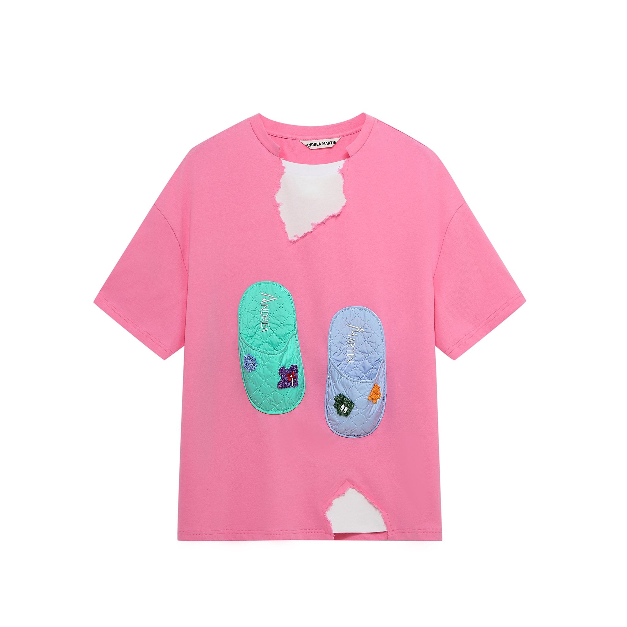 Andrea Martin Pink Three-dimensional Slippers Destruction Short Sleeves | MADA IN CHINA