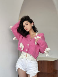 13DE MARZO Pink Toys Cardigan | MADA IN CHINA
