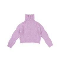 MEDIUM WELL Pink Turtleneck Puff Sleeve Sweater | MADA IN CHINA