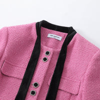 THREE QUARTERS Pink Velvet Bow Mid-Length Jacket | MADA IN CHINA