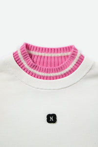 HERLIAN Pink Wool Double Layer Collar Bottom Sweater | MADA IN CHINA