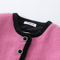 THREE QUARTERS Pink Wool Sequin Trimmed Jacket | MADA IN CHINA