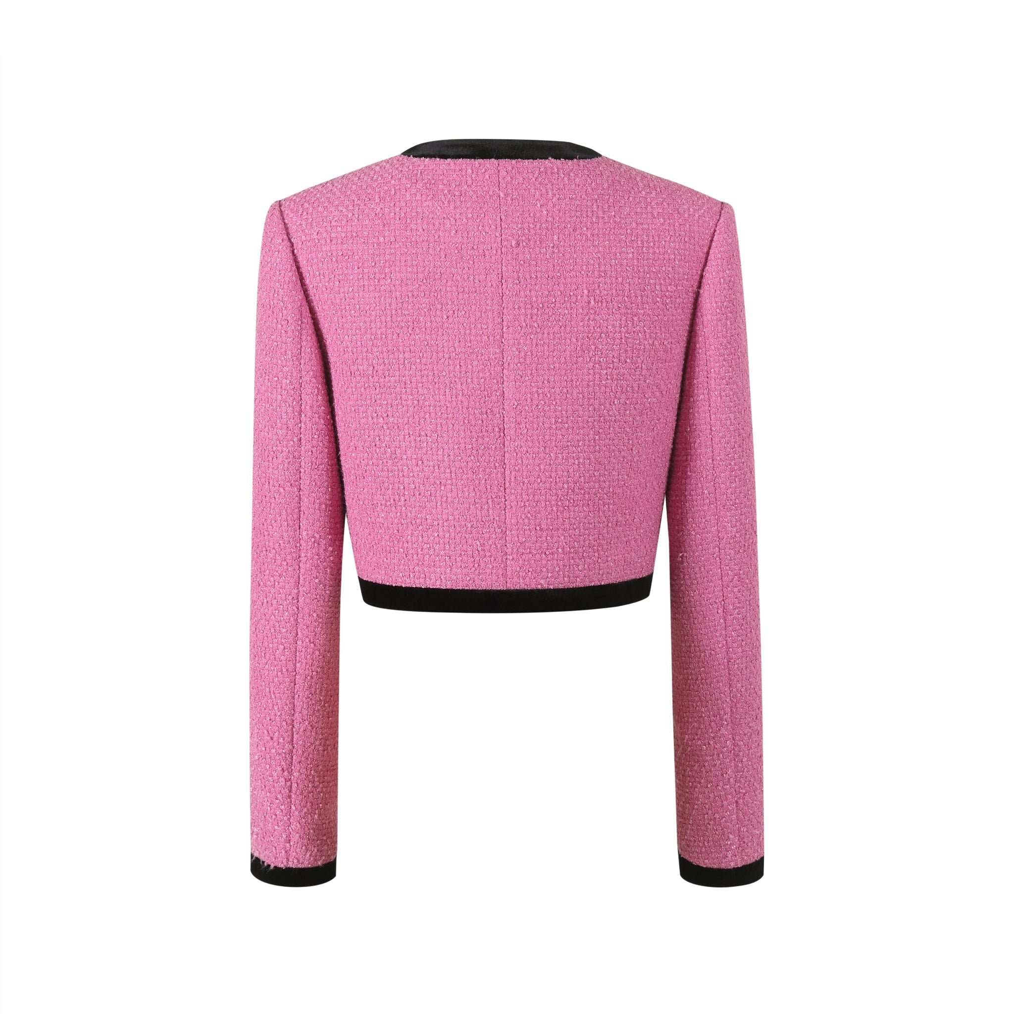 THREE QUARTERS Pink Wool Sequin Trimmed Jacket | MADA IN CHINA