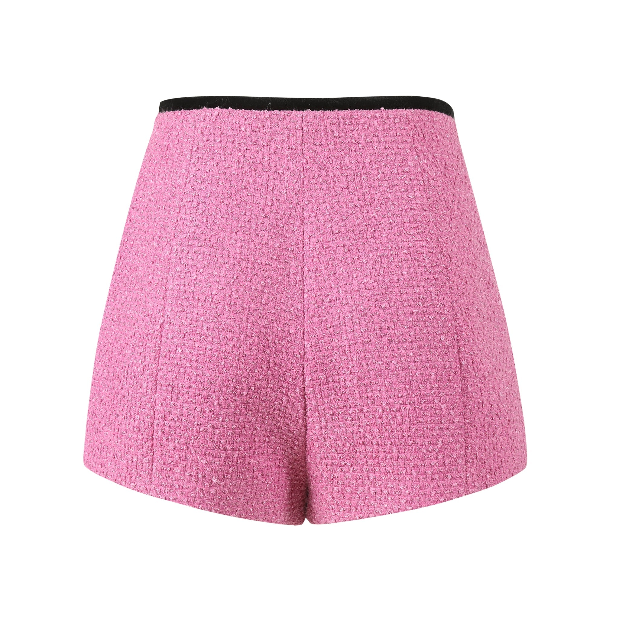 THREE QUARTERS Pink Wool Sequin Trimmed Shorts | MADA IN CHINA