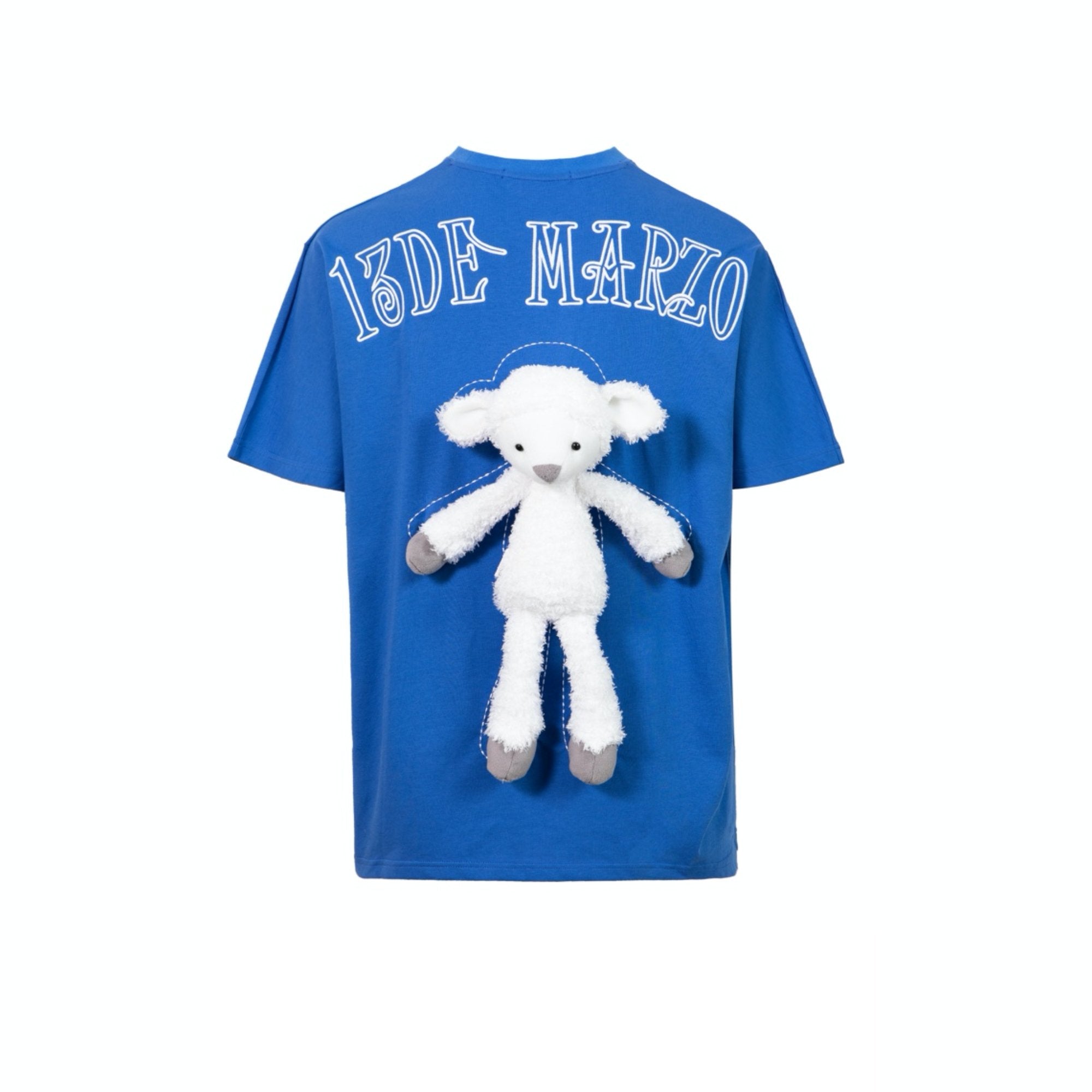 13 DE MARZO Plush Sheep Toy T-Shirt Blue | MADA IN CHINA