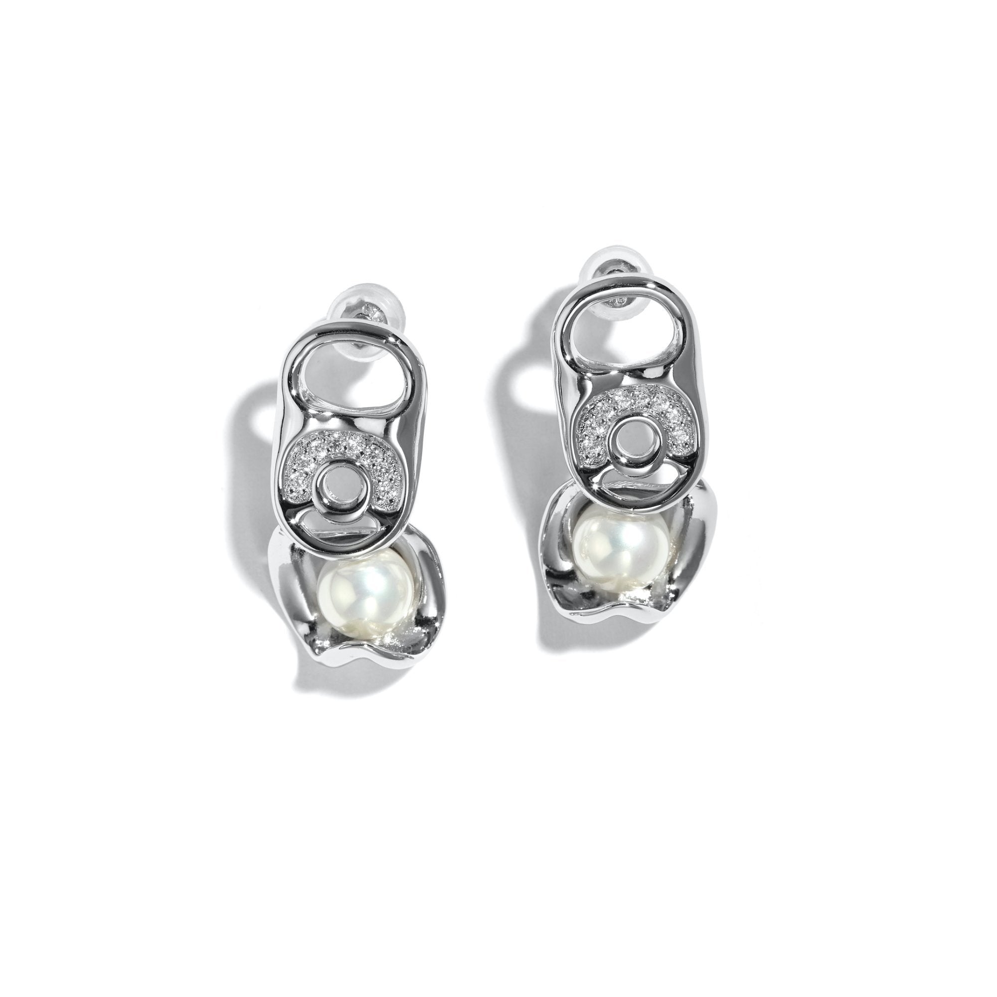 LOST IN ECHO Pull Ring Pearl Earrings Silver | MADA IN CHINA