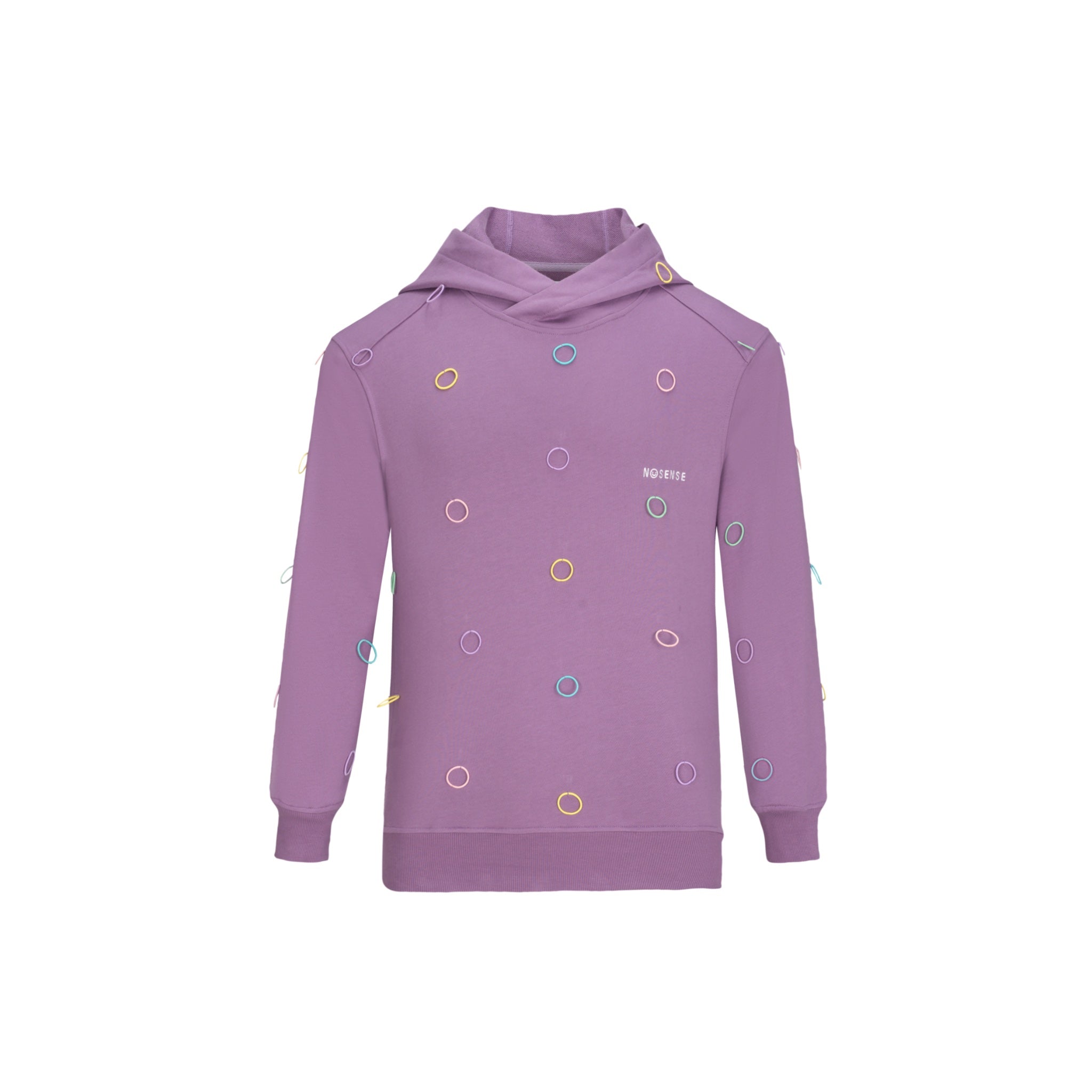 NOSENSE Purple Brand Embroidered Color Circle Hoodie | MADA IN CHINA