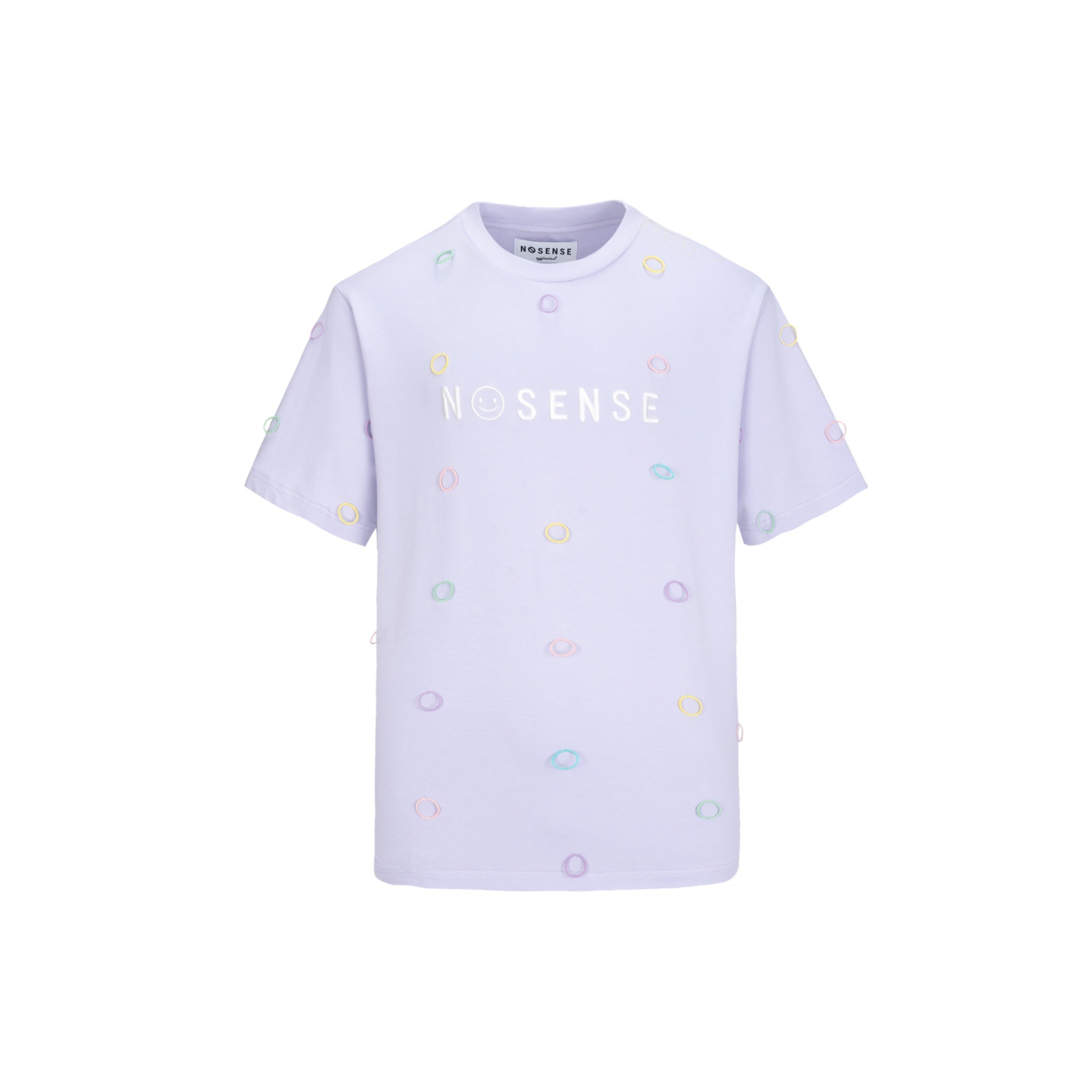 NOSENSE Purple Brand Embroidery Color Circle Tee | MADA IN CHINA
