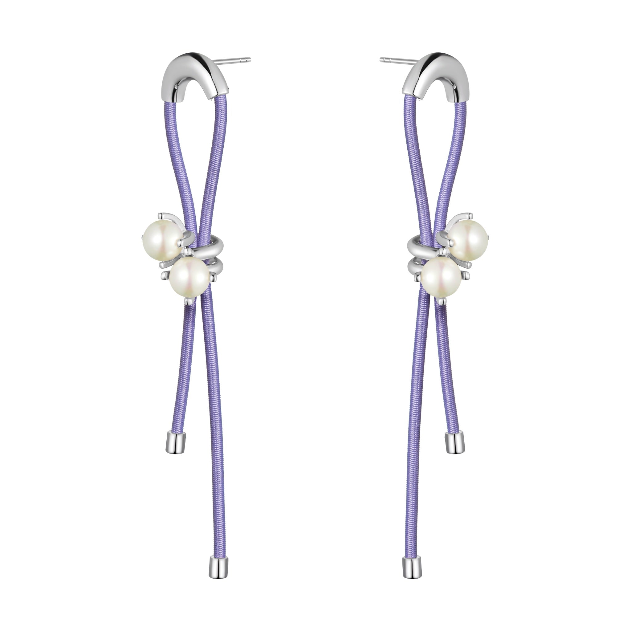 LOST IN ECHO Purple Elastic Rope Pearl Earrings | MADA IN CHINA