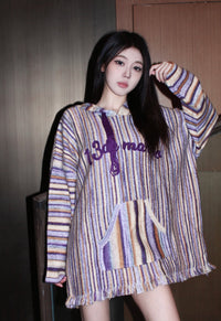 13DE MARZO Purple Knitting Hoodie | MADA IN CHINA