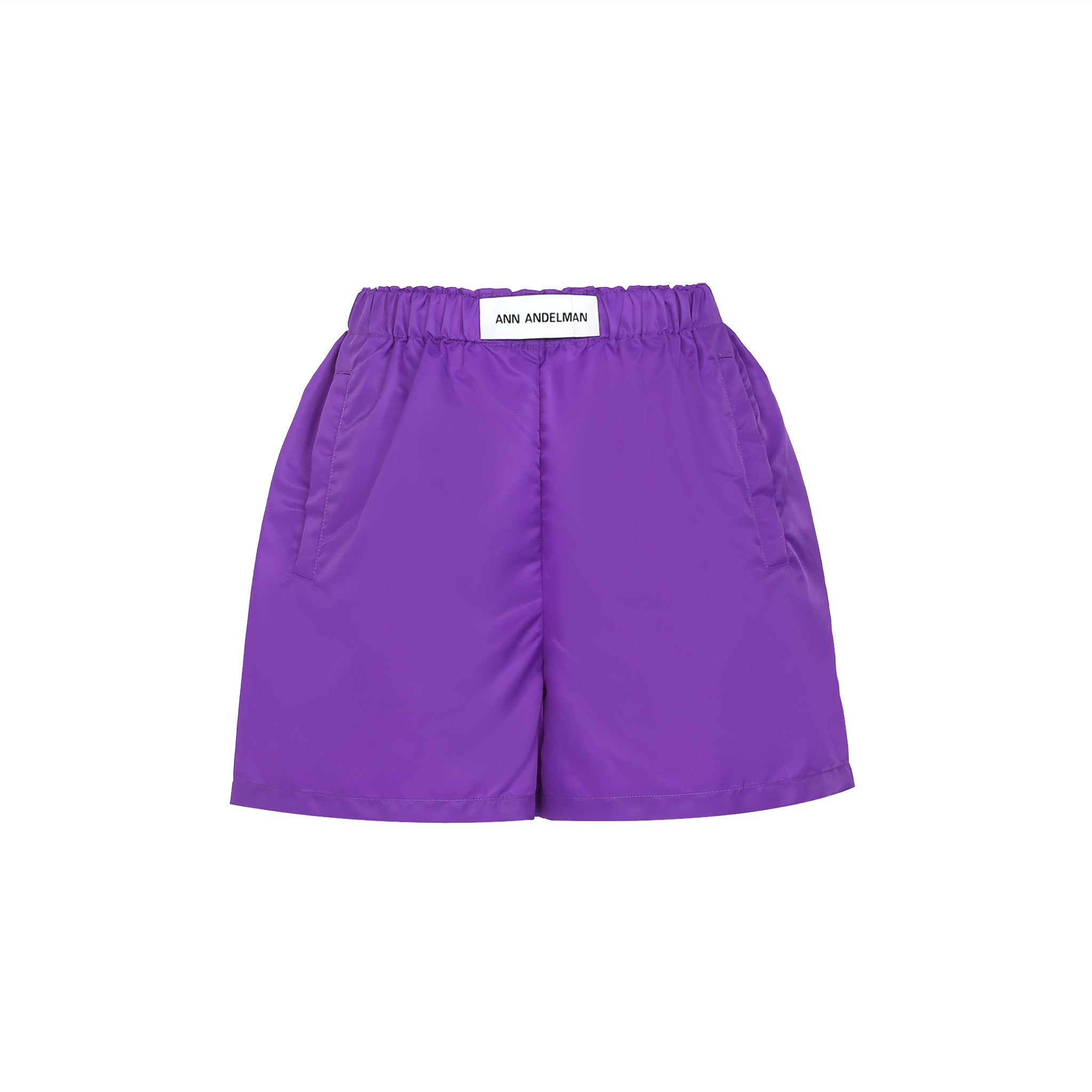 ANN ANDELMAN Purple Logo Shorts | MADA IN CHINA