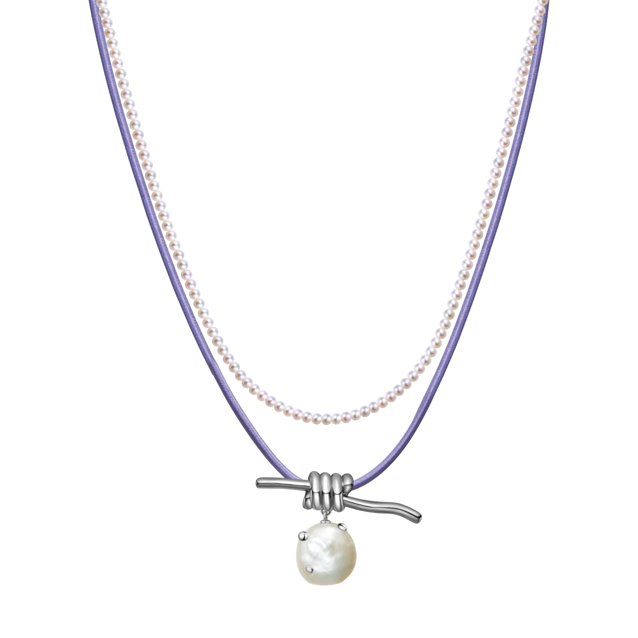 LOST IN ECHO Purple Stretch Knot Double Layer Pearl Necklace | MADA IN CHINA