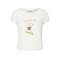 HERLIAN Rabbit Print Knit T-shirt | MADA IN CHINA