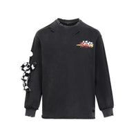 13DE MARZO Racing Graffiti Bear Washed Sweater Black | MADA IN CHINA