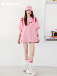 SOMESOWE Red And Pink Logo T-Shirt With Graffiti Prints | MADA IN CHINA