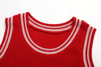 SOMESOWE Red And White Casual Slim Top Set In Knit | MADA IN CHINA