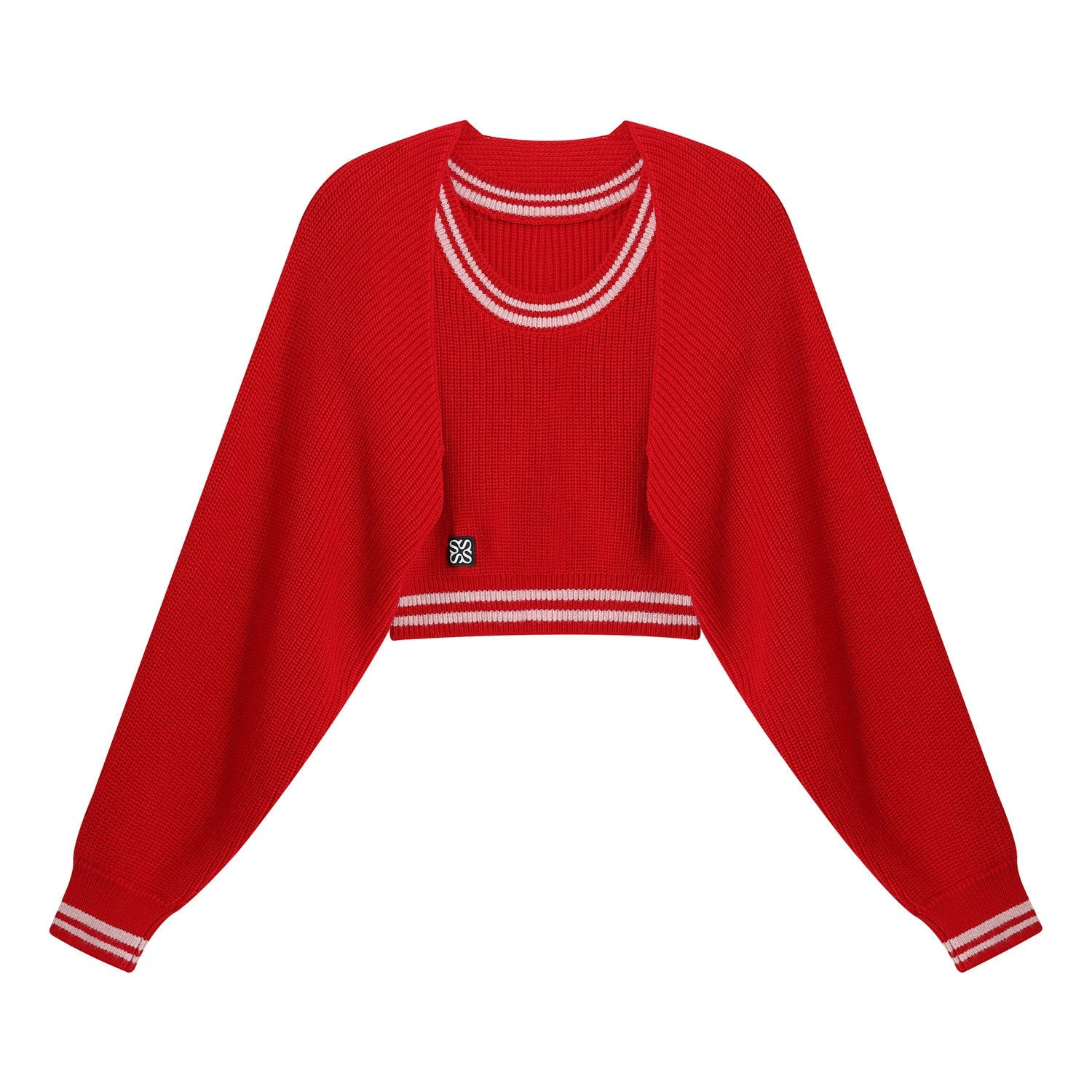 SOMESOWE Red And White Casual Slim Top Set In Knit | MADA IN CHINA
