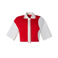 Andrea Martin Red and White Panelled Blouse | MADA IN CHINA