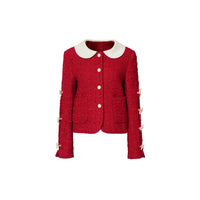 HERLIAN Red Bowknot Tweed Jacket | MADA IN CHINA