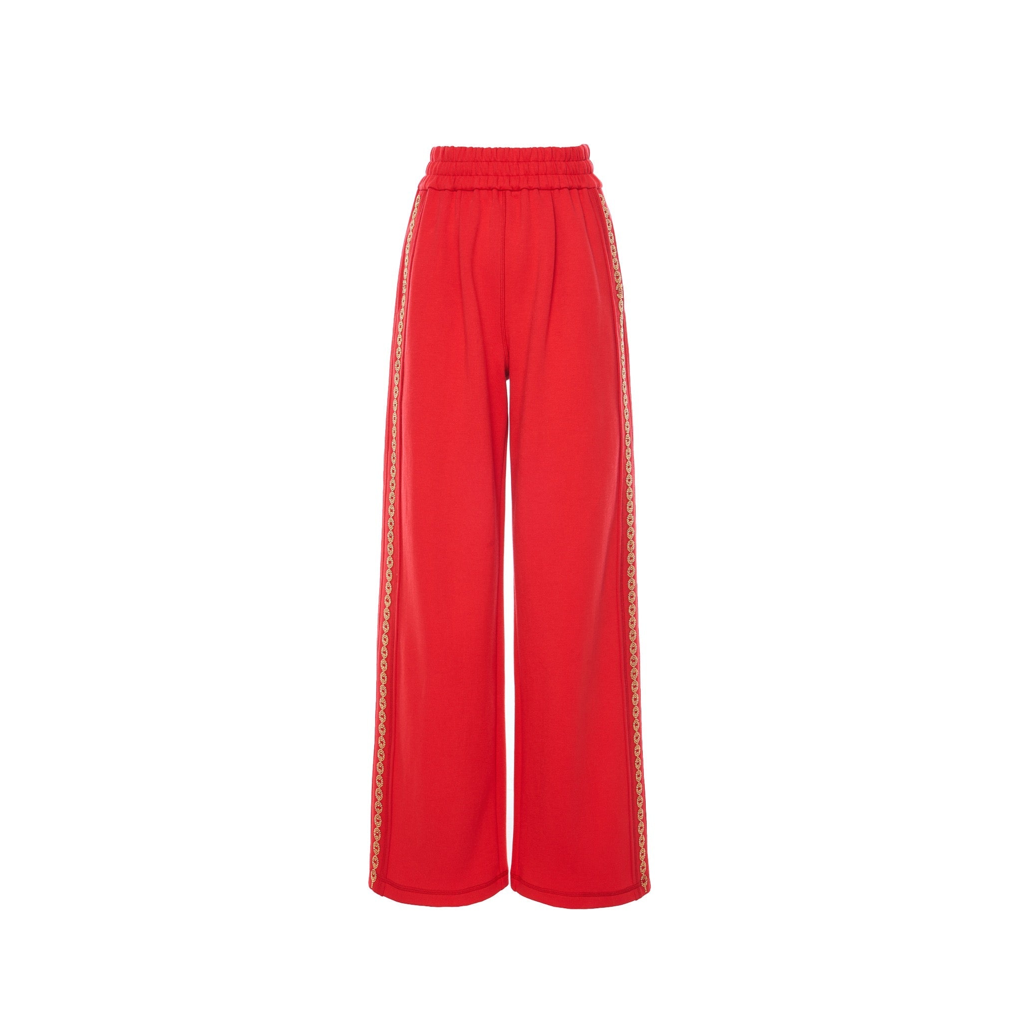 Laurence & Chico Red Chain Wide-Leg Trousers | MADA IN CHINA