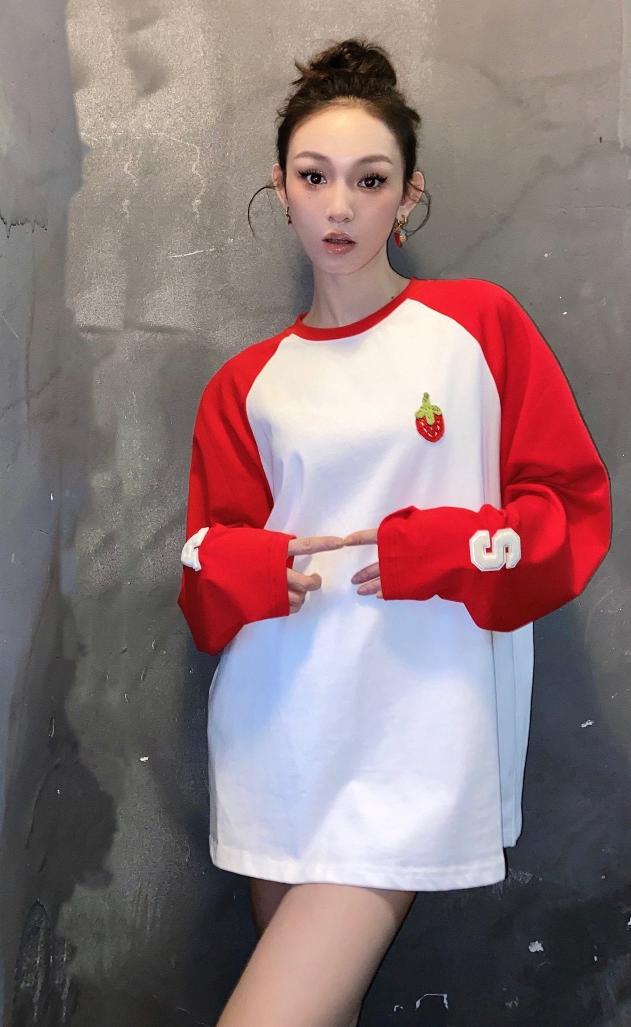 Alexia Sandra Red Long Sleeve T-shirt With Strawberry Print | MADA IN CHINA