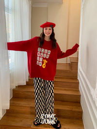 SOMESOWE Red Mahjongg Sweater | MADA IN CHINA