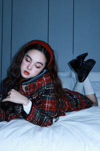 Alexia Sandra Red Plaid Cropped Blazer | MADA IN CHINA