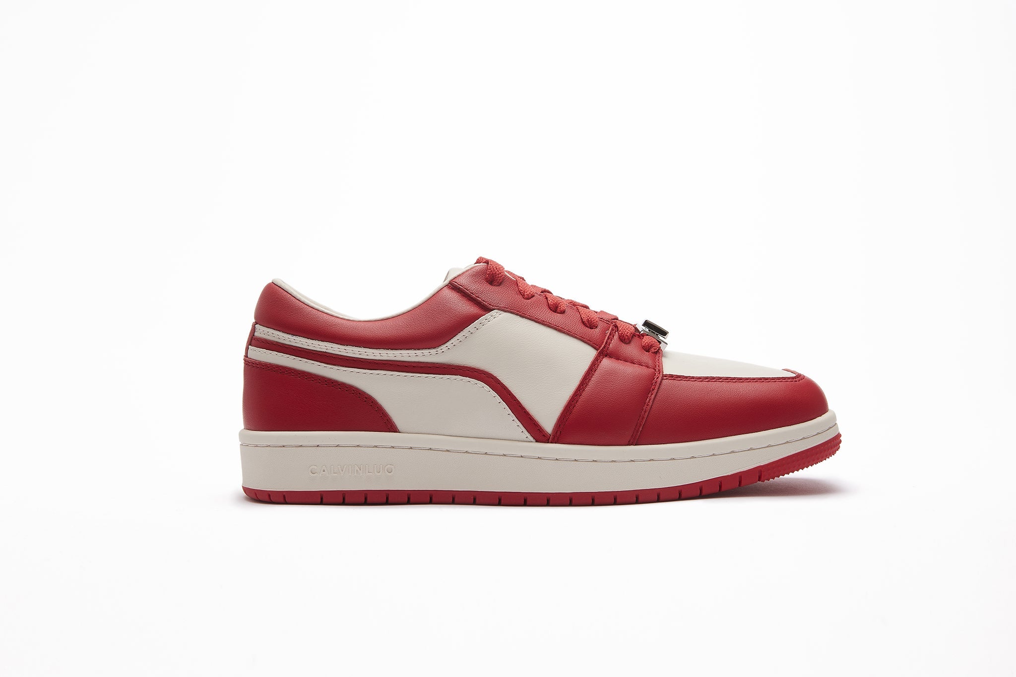 CALVIN LUO Red Square Toe Low Sneakers | MADA IN CHINA