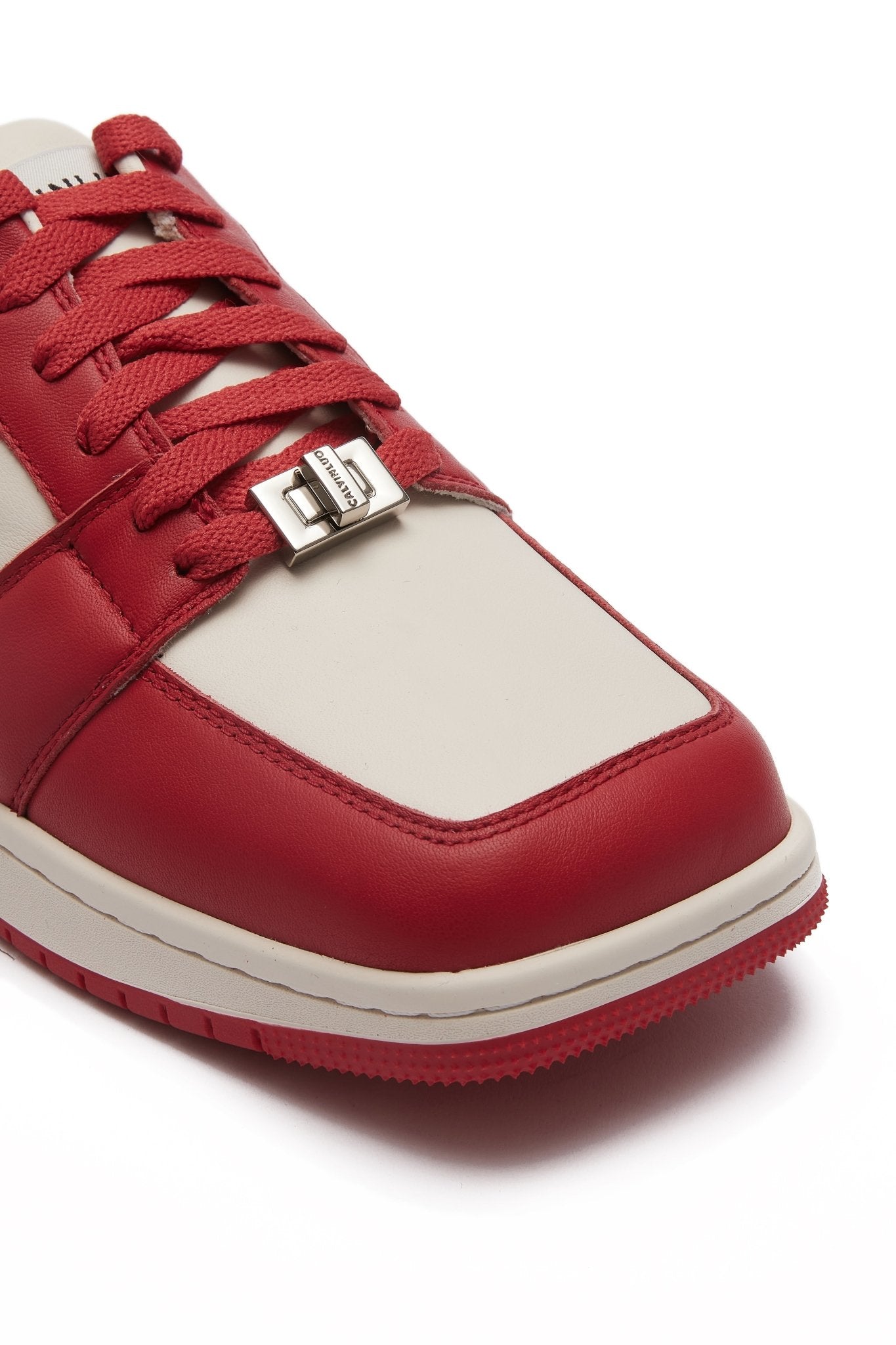 CALVIN LUO Red Square Toe Low Sneakers | MADA IN CHINA