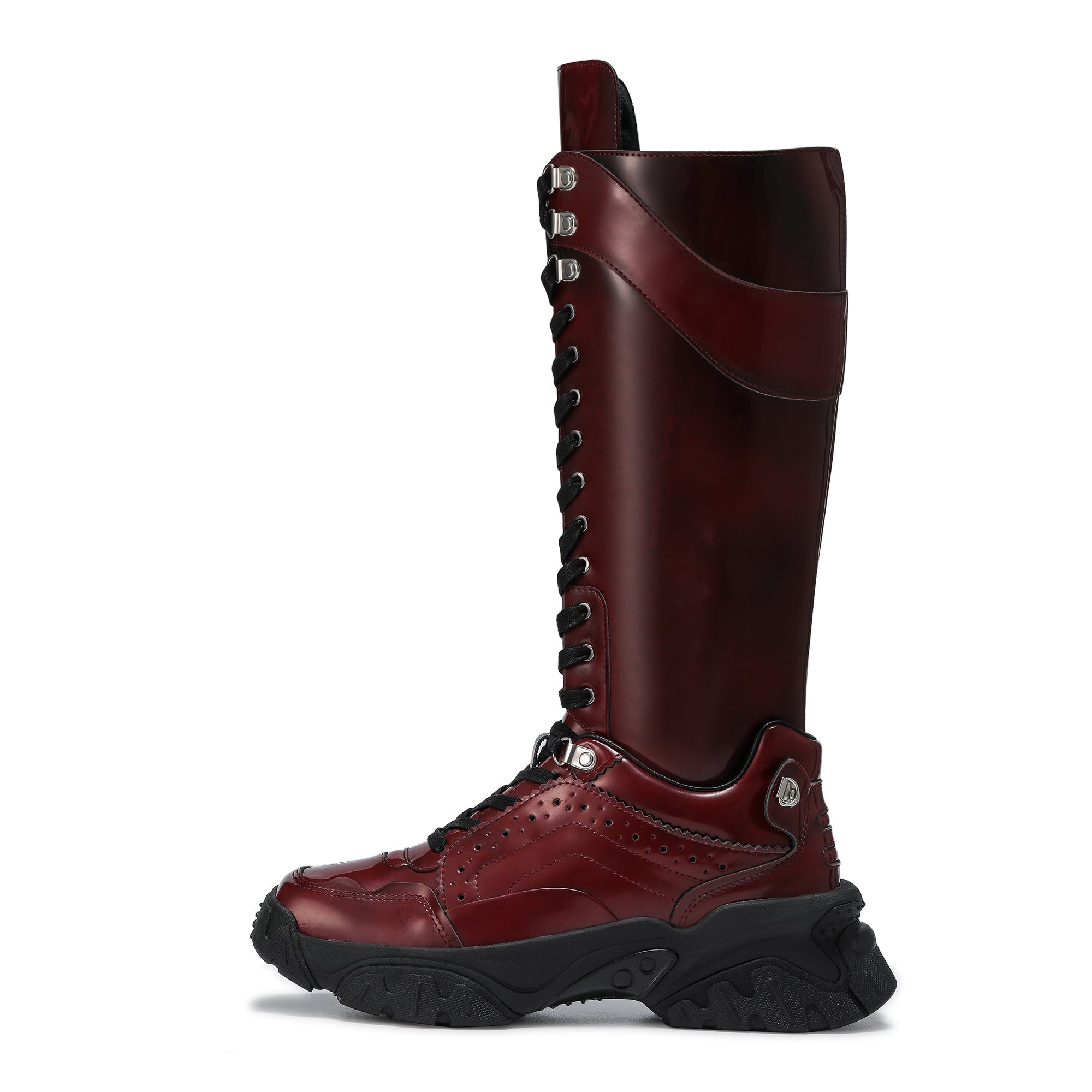 LOST IN ECHO Red Thick-soled Zipper Oxford Clunky Mid-calf Boots | MADA IN CHINA