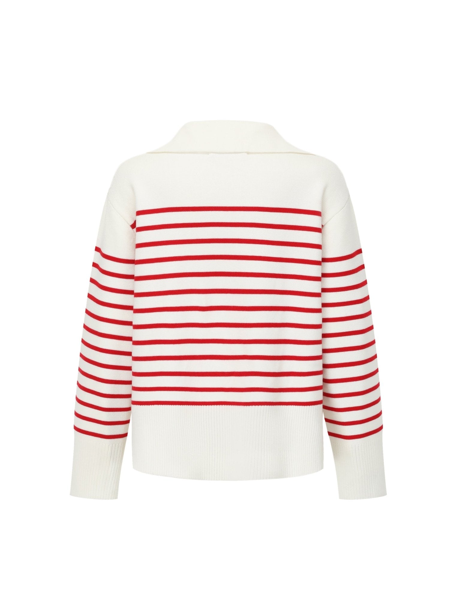 Alexia Sandra Red V-Neck Stripe Polo Sweater | MADA IN CHINA