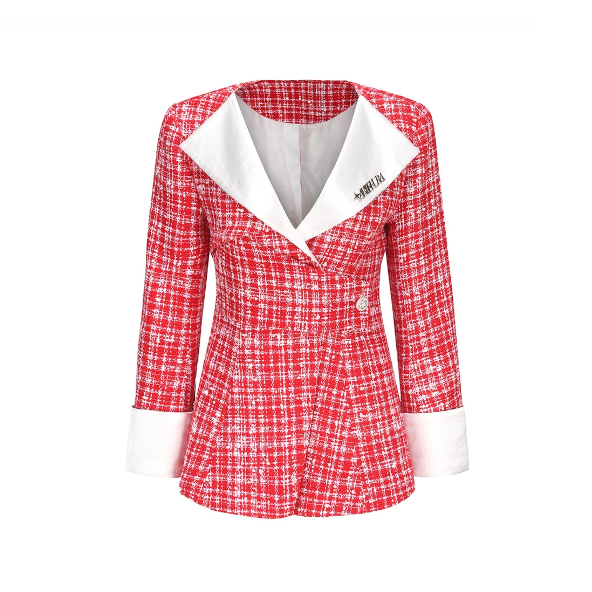 ARTE PURA Red&White Checked Long Jacket | MADA IN CHINA
