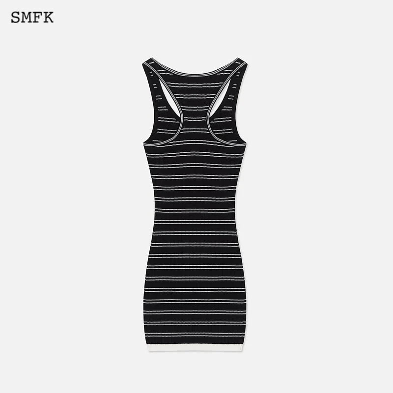 SMFK Retro Campus Striped Sports Tank Dress Black | MADA IN CHINA