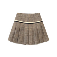 SOMESOWE Retro Checkered Pleated Wool Skirt | MADA IN CHINA