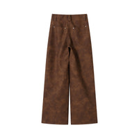 SOMESOWE Retro Dyed Faux Leather Straight Pants | MADA IN CHINA