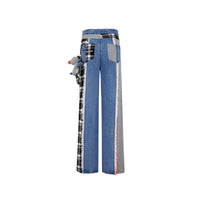 13DE MARZO Retro Plaid Patch Jeans Multicolor | MADA IN CHINA
