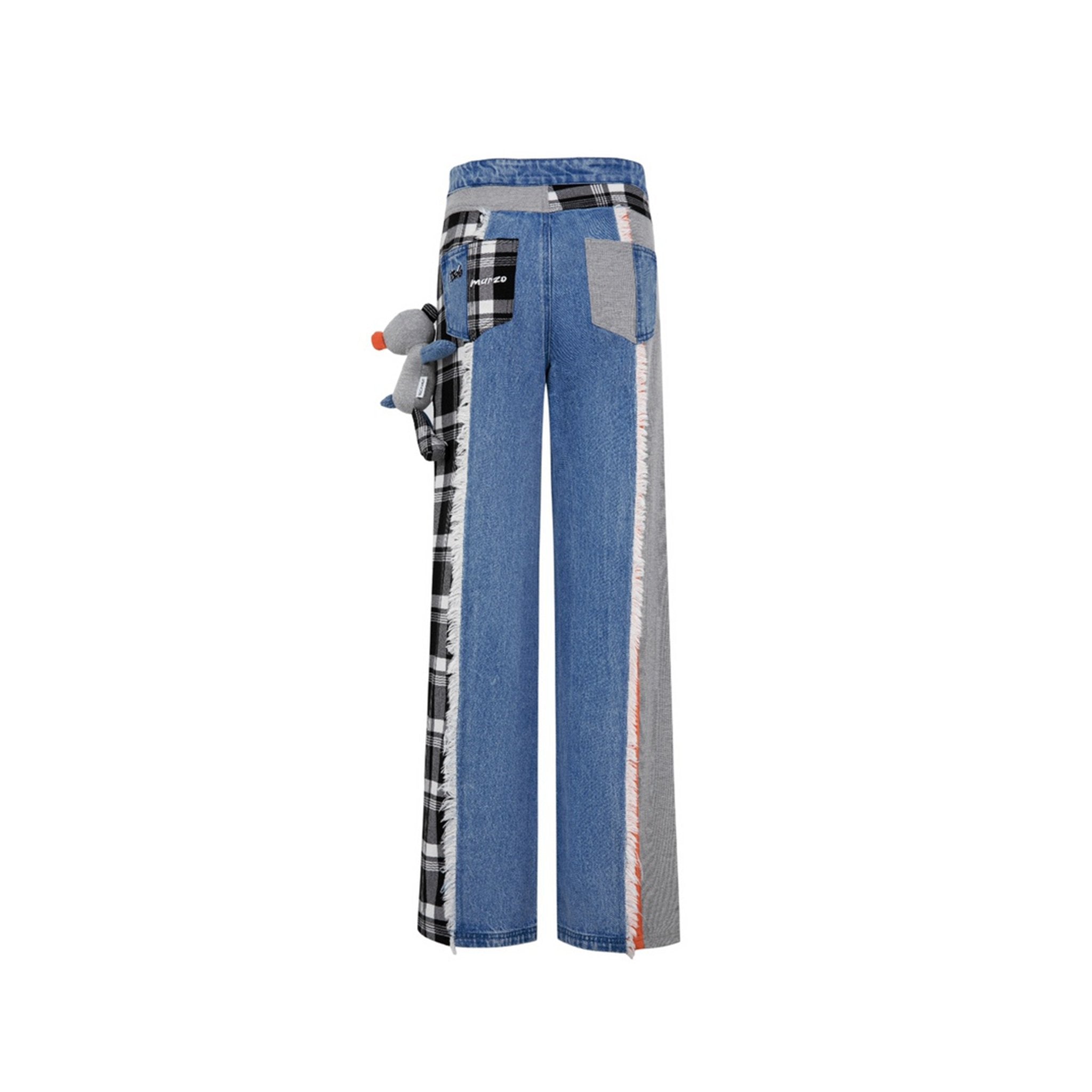 13DE MARZO Retro Plaid Patch Jeans Multicolor | MADA IN CHINA
