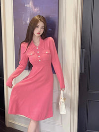 AIMME SPARROW Rose Red Lapel Dress | MADA IN CHINA